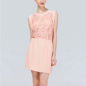 Aritzia Wilfred silk light blush pink lace dress size 6